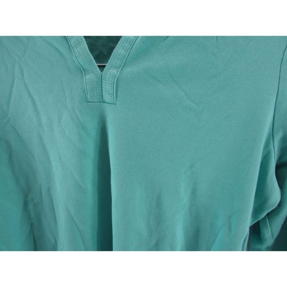 LL Bean Women's Cotton Tunic, Three-Quarter-Sleeve Splitneck Green Medium - Picture 2 of 8